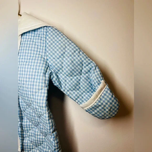 Vintage Hooded Baby Bunting Snowsuit Blue/ White Gingham - Picture 5 of 11